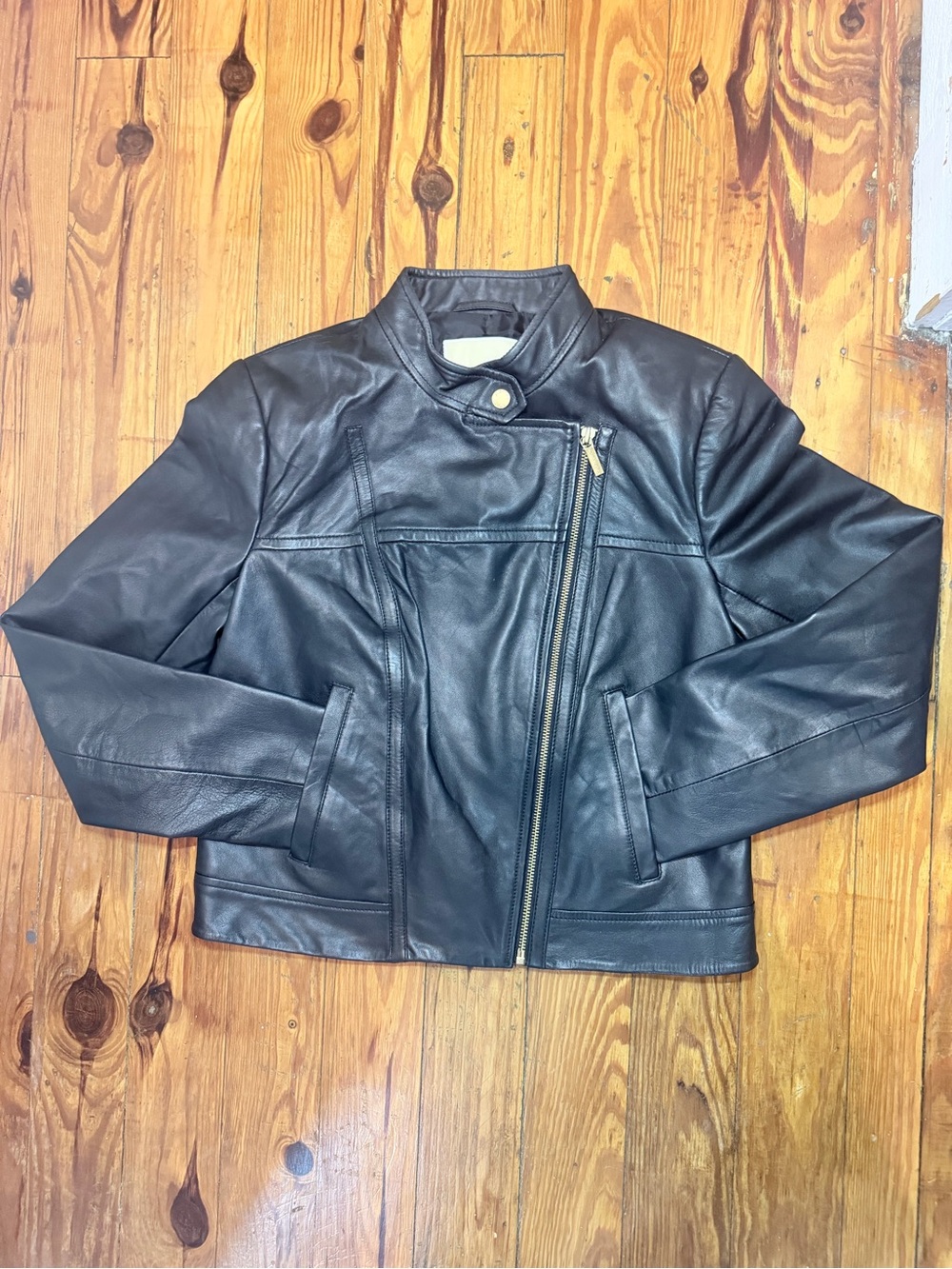 Michael Kors Black Leather Moto Jacket Women’s Medium